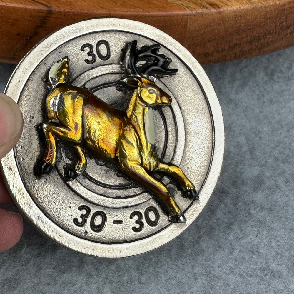 Vtg Great American Buckle Co 1980‎ Deer Buck 30-30 Chicago USA #478 Round